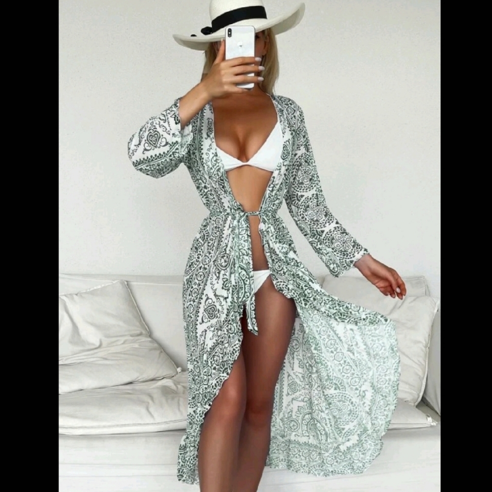 All over print kimono coverup